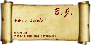 Buksz Jenő névjegykártya
